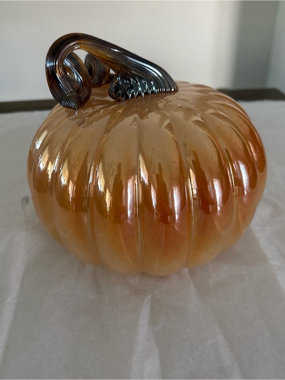 Handblown Glass Gold colored Pumpkin
